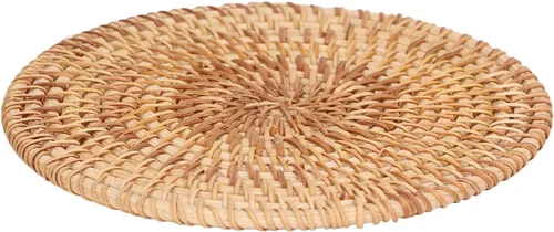 Vista 6 de Manteles individuales redondos tejidos, manteles individuales de mimbre natural, resistentes al calor, antideslizantes, manteles redondos trenzados