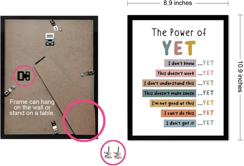 Vista 5 de The Power of Yet Print - Póster de terapia de oficina, decoración de pared para habitación de niños, póster bohemio para aula, mentalidad