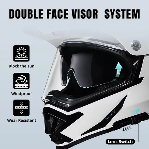 Vista 4 de TRIANGLE - Cascos de motocicleta para adultos, para bicicleta de tierra, ATV, deportes duales, casco integral con visera tintada, aprobado por DOT