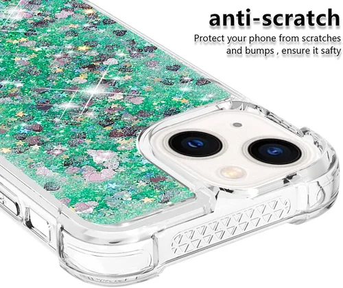 Vista 3 de LEMAXELERS Funda para iPhone 15 de 6.1 pulgadas, Bling Glitter Liquid Clear Case Flotante Arenas movedizas a prueba de golpes Funda protectora