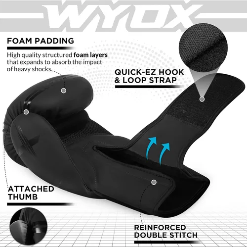 Vista 3 de WYOX Guantes de boxeo para niños de 4 onzas, 6 onzas, 8 onzas, guantes de boxeo juveniles para niños y niñas de 3 a 15 años, guantes de boxeo