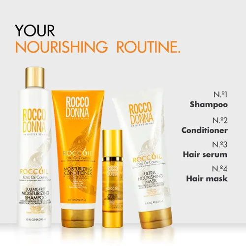 Vista 3 de Rocco Donna Acondicionador hidratante sin sulfato, hidratación intensa, suavizante y brillo para cabello teñido con complejo de aceite xótico