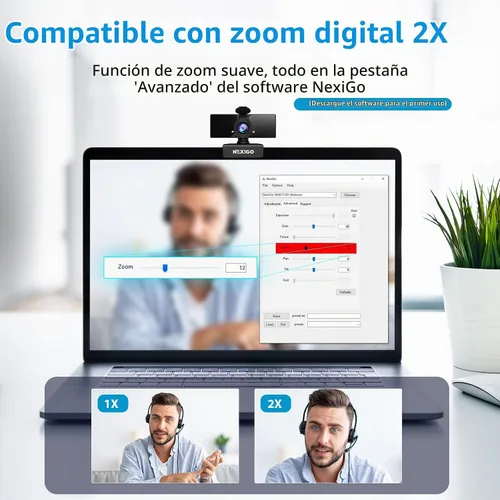 Vista 2 de NexiGo N660 - Webcam de 1080P para negocios, micrófono dual y cubierta de privacidad, cámara web FHD USB para computadora, Plug and Play
