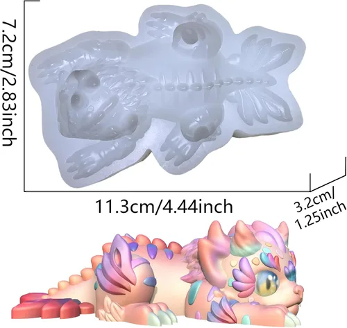 Vista 2 de Monster Series-IX Dragon CAT - Molde de silicona de resina epoxi 3D, manualidades, arcilla polimérica, yeso