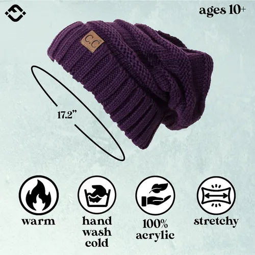 Vista 79 de Funky Junque Gorro de moda de punto trenzado de talla extragrande, grueso, abrigado, suave y holgado