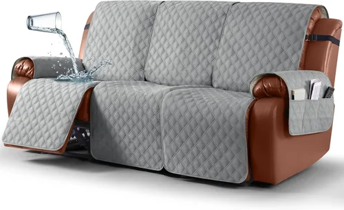 Vista 33 de Ruaozz Funda impermeable para sofá reclinable, lavable, funda antideslizante de 1 pieza, protector de muebles con correas elásticas, bolsillo