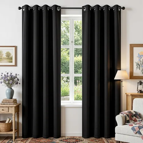 Vista 68 de Joydeco - Juego de 2 paneles de cortinas opacas de 63 pulgadas, 2 cortinas largas con aislamiento térmico burg, cortinas de oscurecimiento