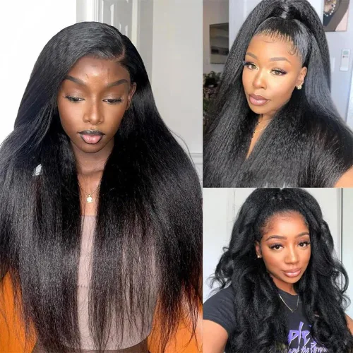 Vista 21 de Peluca negra Kinkycurly con borde 4C, cabello humano 4x4 HD encaje afro rizado cierre peluca para mujeres negras encaje precortado sin pegamento
