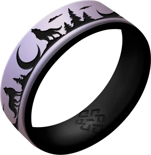 Vista 8 de Knot Theory Anillo de silicona Wolf para mujer, azul bebé, cielo azul, champán, arco iris, lavanda, blanco oro rosa de doble capa, transpirable Lobo