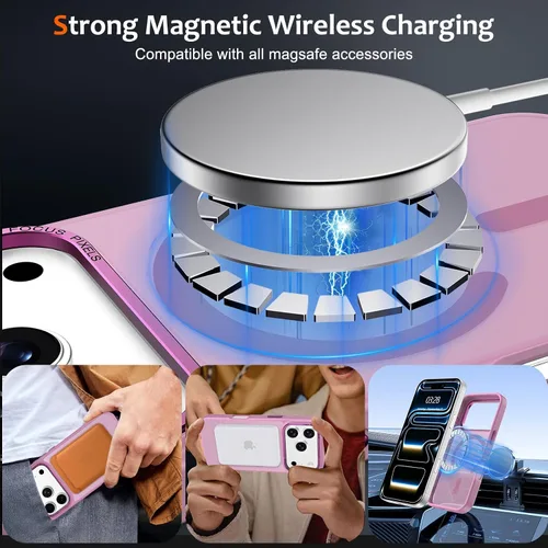 Vista 485 de Anuck - Funda magnética para iPhone 11 compatible con MagSafe, carcasa trasera mate translúcida dura, borde de TPU, delgada, resistente a impactos