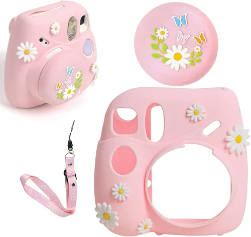 Vista 10 de Funda de silicona para Fujifilm Instax Mini 7+7 Plus piel de cámara instantánea, funda protectora con correa de hombro ajustable