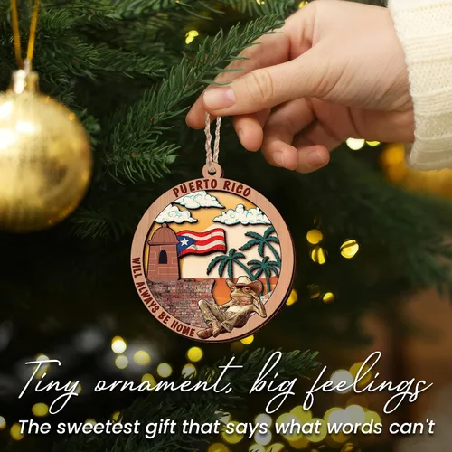 Vista 9 de FLAGWIX Regalos de Navidad de Puerto Rico para mujeres y hombres, adornos de madera 2025 para decoración de árboles, adorno de Navidad de Puerto