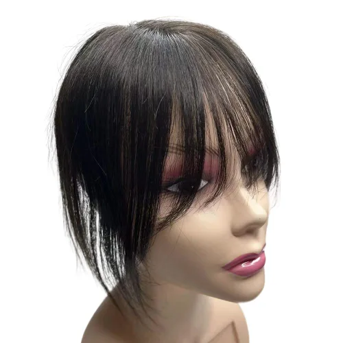 Vista 7 de Anemone Extensiones de cabello humano de encaje tejido a mano con clip en extensiones naturales brasileñas para mujer, cubierta recta para pérdida 7