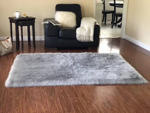 Vista 18 de LAMBZY Alfombra rectangular de piel de oveja sintética, súper suave, hipoalergénica, de felpa, lujosa alfombra de felpa sedosa para dormitorios