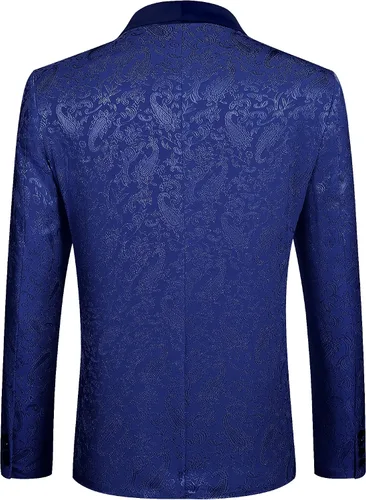Vista 6 de COOFANDY Chaqueta de esmoquin floral para hombre, chal de cachemira, solapa elegante, chaqueta para boda, cena, fiesta, baile de graduación