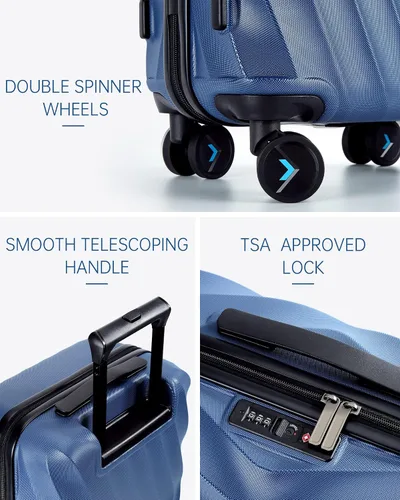 Vista 2 de BAGSMART Equipaje de viaje para equipaje de mano Azul marino Equipaje rígido con ruedas giratorias