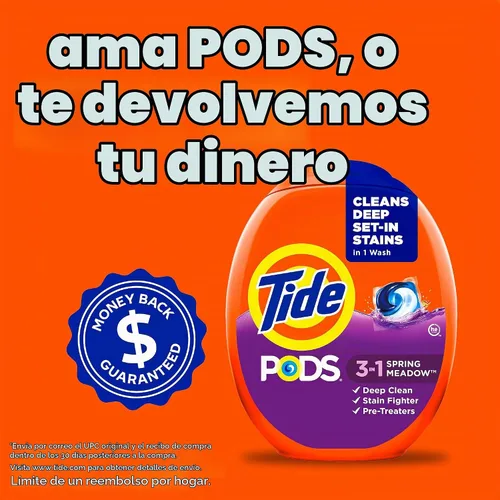 Vista 11 de Tide PODS cápsulas de detergente para lavandería, removedor de manchas 3 en 1, combatiente de olores, protector de color, 112 unidades, compatible