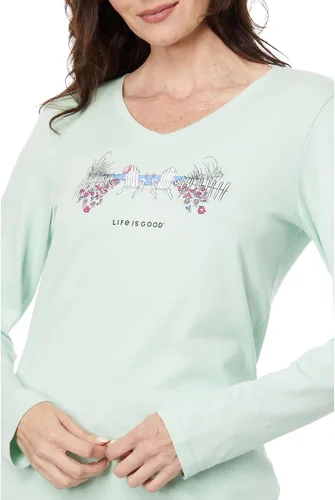 Vista 3 de Life is Good womens Beach Path Long Sleeve Crusher Vee