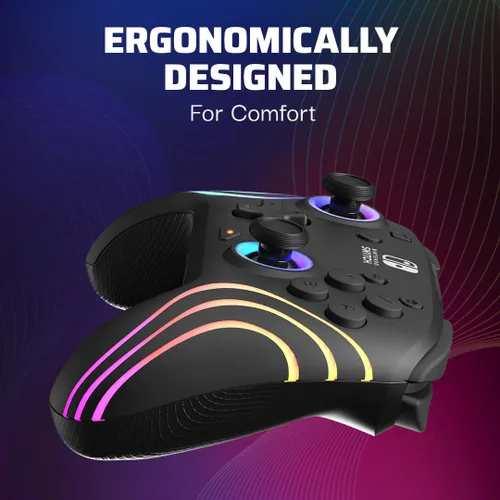 Vista 9 de PDP Gaming Afterglow Wave Wireless Nintendo Switch Pro Controller - Officially Licensed, Nintendo Switch 2, Switch Lite/OLED, RGB LED Customization