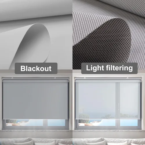 Vista 4 de Persianas enrollables sin cordón con filtro de luz para ventanas, persianas enrollables con resorte y puerta para dormitorio, persianas para Beige