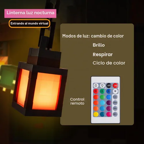 Vista 5 de Lámpara de pared con luz de noche pixelada para niños, lámpara de pared