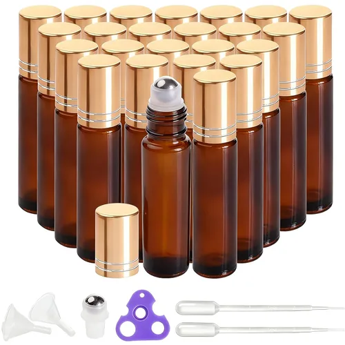 Vista 40 de PrettyCare 6 piezas, botellas roll-on de 10 ml para aceites esenciales con bola de rodillo de acero inoxidable - Botellas rellenables a prueba