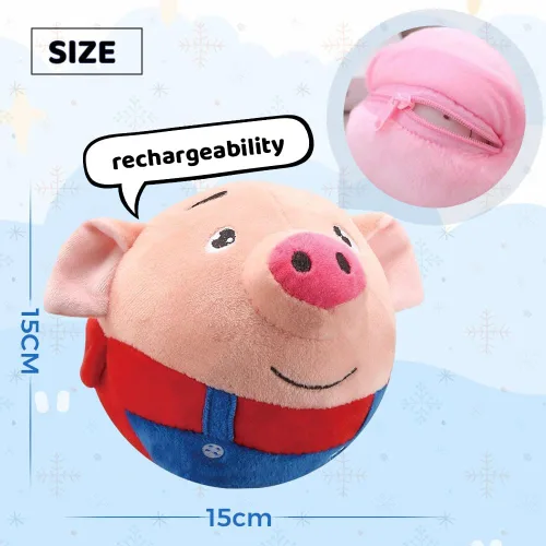 Vista 6 de ROWPOZ Juguete de peluche para mascotas en movimiento activo actualización 2025, juguete de bola chirriante para perro, juguete interactivo