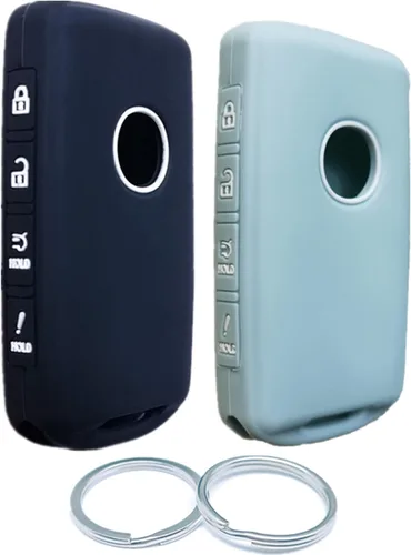 Vista 9 de 2 piezas 4 botones Funda de llave inteligente de silicona Compatible con 2023 2022 2021 2020 2019 Mazda 3 6 CX-30 CX-5 CX-9 CX-50 (Negro)