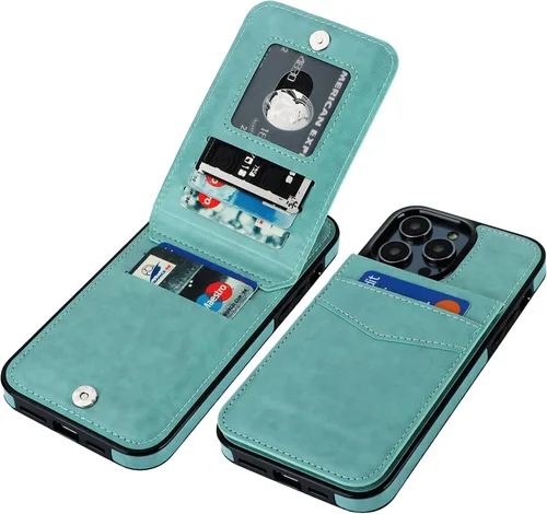 Vista 26 de KIHUWEY Compatible con iPhone 14 Pro Max Funda Cartera Plegable con Soporte para Tarjeta de Crédito, Cierre Magnético de Cuero Premium, Función