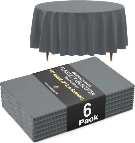 Vista 53 de Exquisite 66% Thicker Premium Aqua Round Tablecloth 0.5 Mil 6 Pack Plastic Table Cloth Disposable 84 Inch Round Plastic Tablecloth Won't Tear Easily