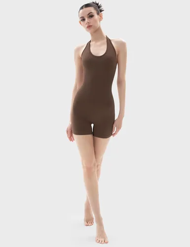 Vista 5 de PUMIEY Overol para mujer, sin espalda, para entrenamiento, sin costuras, Unitard Power Collection