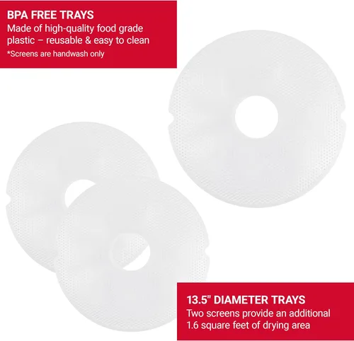 Vista 4 de Nesco LM-2-6 Clean-A-Screen Tray for Dehydrators FD-28JXFD-37FD-60FD-61FD-61WHCFD-75A and FD-75PR, Set of 2