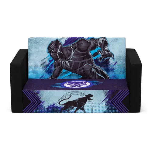 Vista 11 de Delta Children Marvel Black Panther Cozee - Sofá abatible con espuma viscoelástica, sofá convertible 2 en 1 a tumbona, color negro