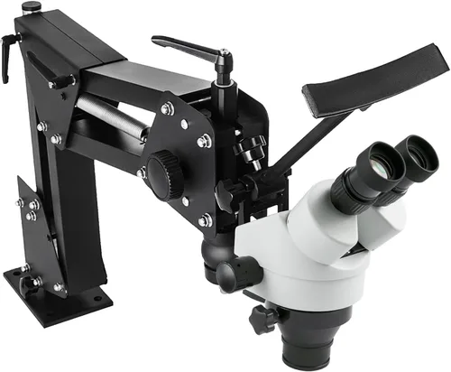 Vista 4 de VEVOR Microscopio de Espejo Microincrustado Multidireccional con Soporte de Resorte 7X-4.5X Herramientas de Joyería de Microajuste Multidireccional