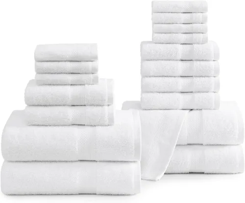 Vista 18 de Lane Linen Juego de toallas de baño de 100% algodón - Producido de manera sostenible, 18 piezas para el baño - 6 toallas de mano, 8 toallitas, 4