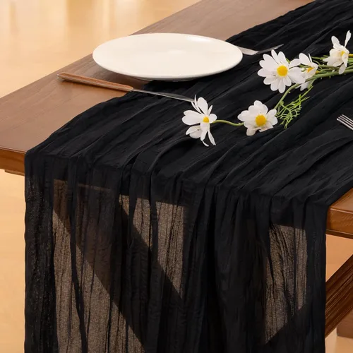 Vista 50 de Socomi - Camino de mesa de gasa, estilo bohemio y rústico, para primavera, Pascua, bodas, fiestas, baby showers y decoración, 120 pulgadas/10 pies