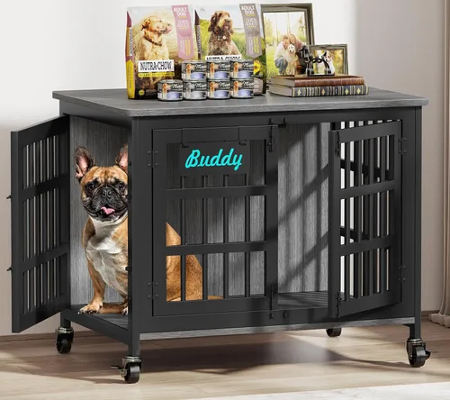 Vista 20 de EasyCom Jaula para Perros de Alta Resistencia para Interior con Etiqueta de Nombre, Mueble de Jaula para Perros de 27 Pulgadas para Perros Pequeños
