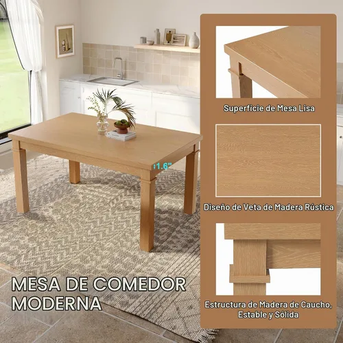 Vista 6 de P PURLOVE - Juego de mesa de comedor de 6 piezas, mesa de madera moderna