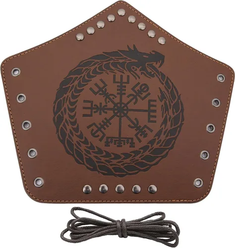 Vista 5 de Pulsera de cuero con guantelete medieval, muñequeras vikingas, guardias de tiro con arco, brazaletes de brazo ancho para mujeres y hombres, 2