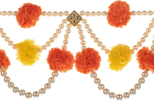 Vista 4 de Aditri Creation Guirnalda de flores artificiales de caléndula amarilla y naranja para el hogar, decoración tradicional india para puerta de entrada