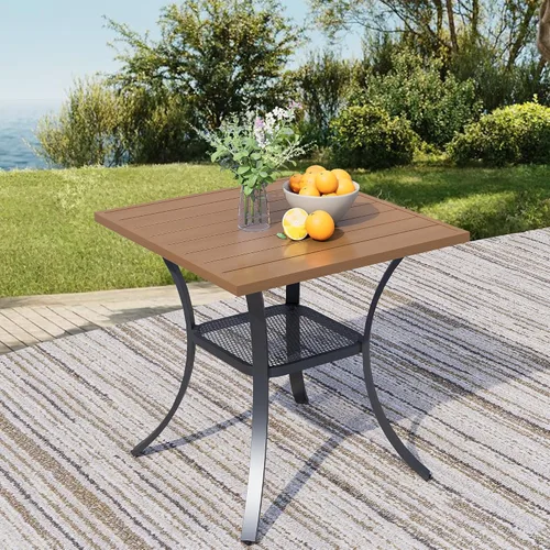 Vista 14 de 60" Round Outdoor Patio Table for 8, Metal Black Dining Table with Adjustable Umbrella Hole, Garden, Backyard & Deck Bistro Table