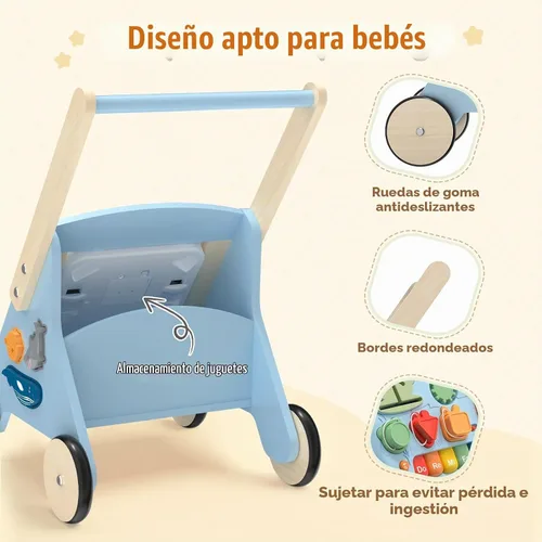 Vista 6 de wiqins - Juguetes de madera para niños de 18 meses, regalo Montessori Azul