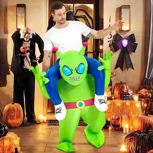 Vista 6 de Disfraz inflable de alienígena para adultos, disfraz de alienígena, enterizo para montar en fiesta de disfraces, disfraz de Halloween para hombres