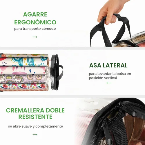 Vista 4 de ZOBER - Bolsa de almacenamiento para papel de regalo de Navidad Negro transparente