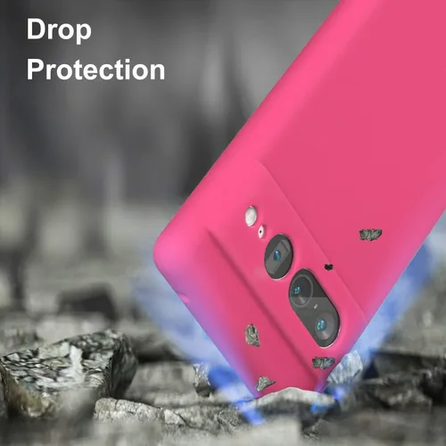 Vista 6 de Diseñada para Pixel 7 Pro, funda de goma de gel de silicona líquida a prueba de golpes, cojín de forro de tela de microfibra suave compatible