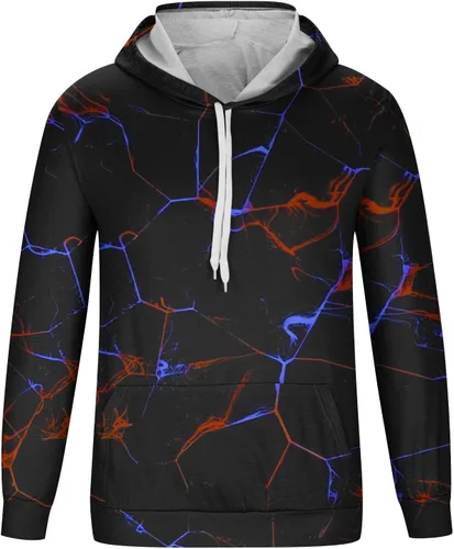 Vista 3 de Brnmxoke Men's Casual Hoodies Sweatshirt Trendy Digital Print Pullover Shirts With Pockets Long Sleeve Drawstring Hooded Tops