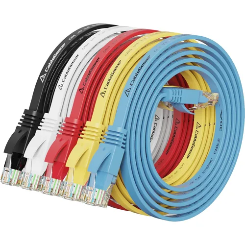 Vista 12 de Cable Ethernet Cat 6 de 1 pie (paquete de 5) (a un precio Cat5e pero mayor ancho de banda) Cable de red de Internet Cat6 plano – Cables de conexión