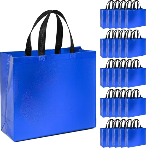 Vista 8 de Paquete de 25 bolsas de regalo grandes para regalo, fiesta de cumpleaños, boda, bolsa de regalo reutilizable, bolsas de regalo gigantes plateadas
