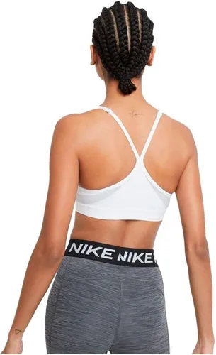 Vista 2 de Nike Sujetador Indy con cuello en V, BlancoGris NieblaGris Partícula
