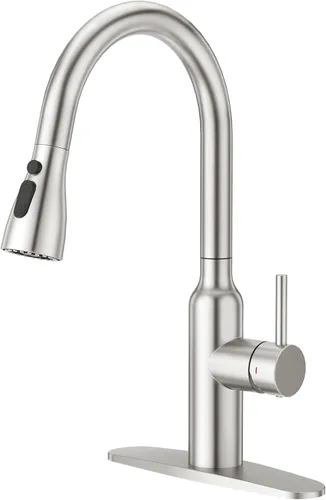 Vista 15 de CREA Grifo negro mate solo para agua fría, para cocina, bar, fregadero al aire libre, 1 agujero, 3 agujeros (con placa de cubierta), arco alto